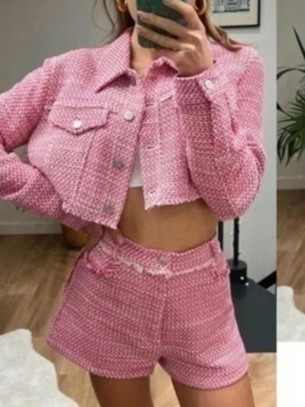 ZARA Set - Barbie Pink Tweed shorts and blazer (Highly Coveted and Rare!)